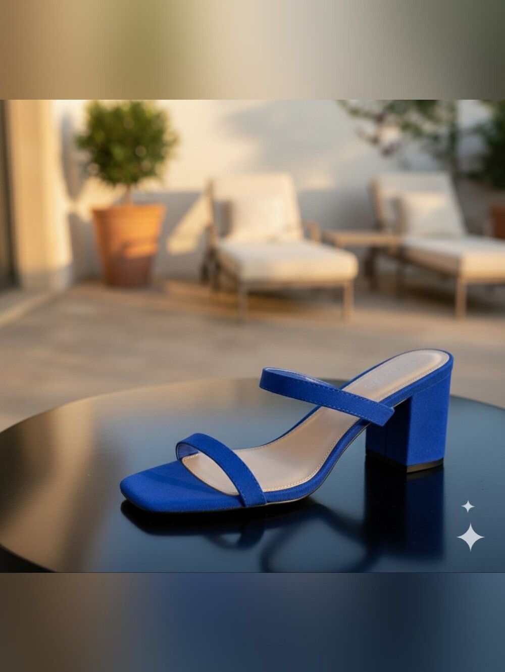 Stormi By J. Adams Blue Suede Block Heel Sandal